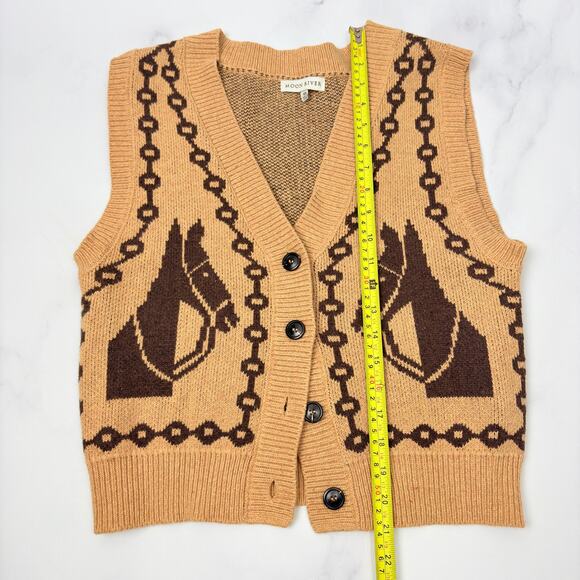 Anthropologie NWT Horse Jacquard Cardigan Vest XS Western Equestrian Boho Chic - Picture 11 of 14